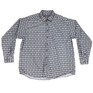 Panhandle Slim Tuf Cooper Button Up Shirt Long Sleeve Diamond Gray White Men XL